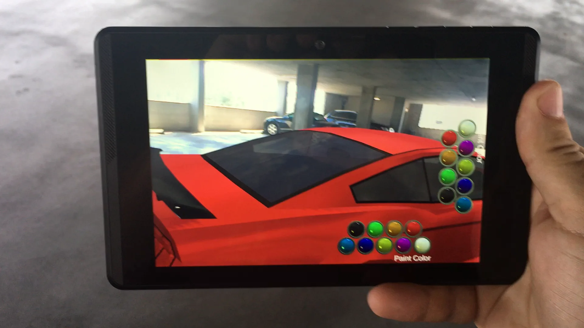 The same virtual car repainted red